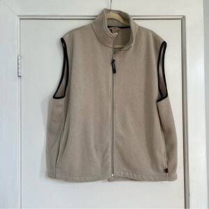 Woolrich Men’s fleece zip up vest tan cream 2XL casual warm big & tall pockets